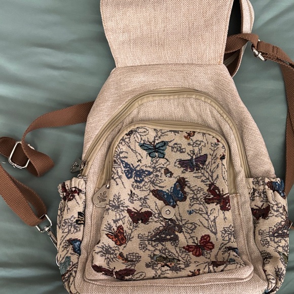 Floral & Butterfly Embellished/Beige-Multi Backpack - Picture 5 of 7